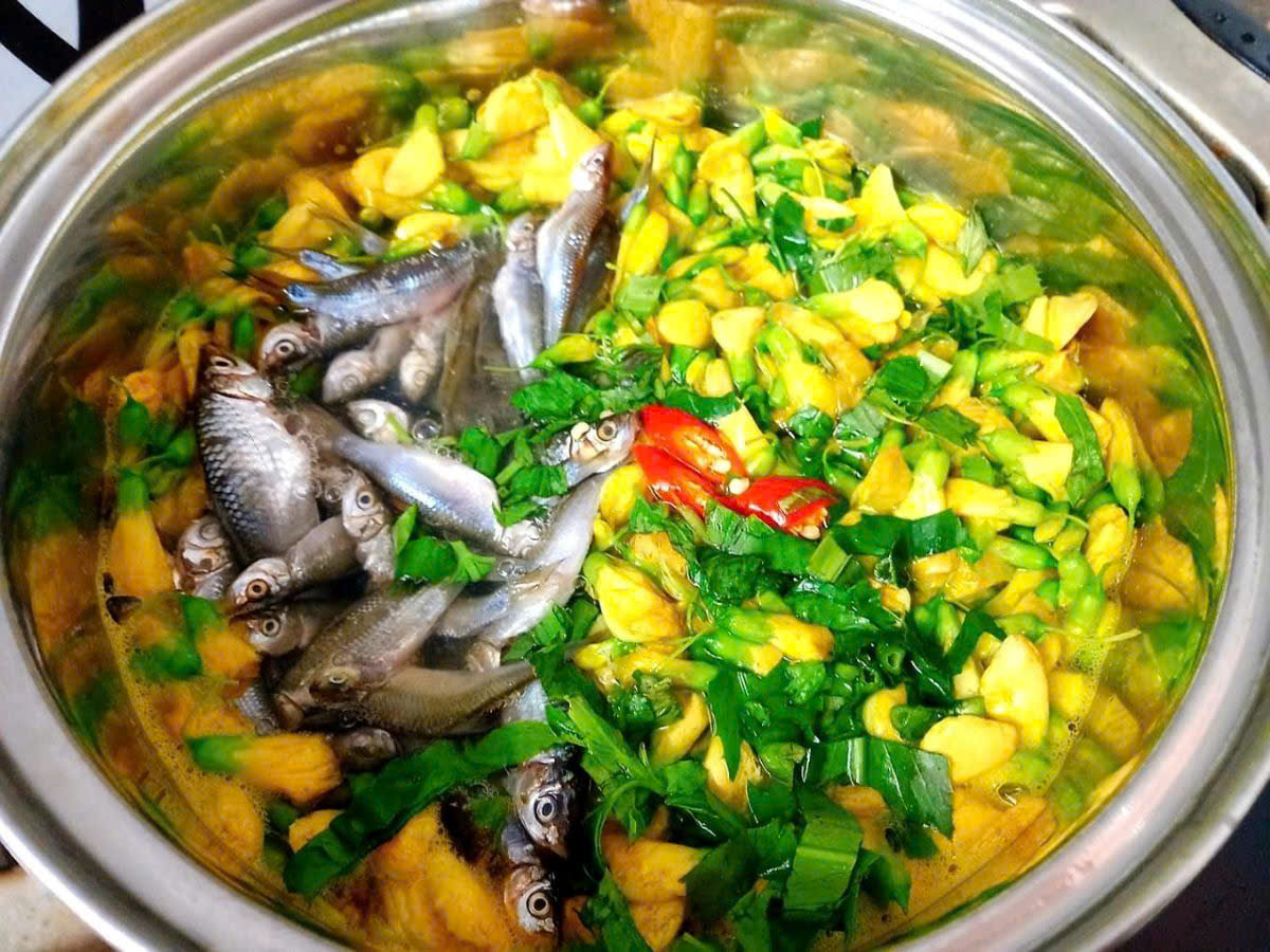 Lẩu cá linh bông điên điển – Hương vị mùa nước nổi miền Tây